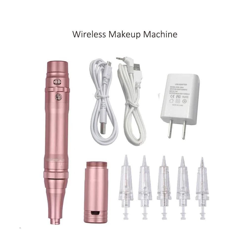 image-Rose Gold Professional Dermograph Wireless Permanent Makeup Machine Pen Beauty Eyebrow Tattoo Machine
