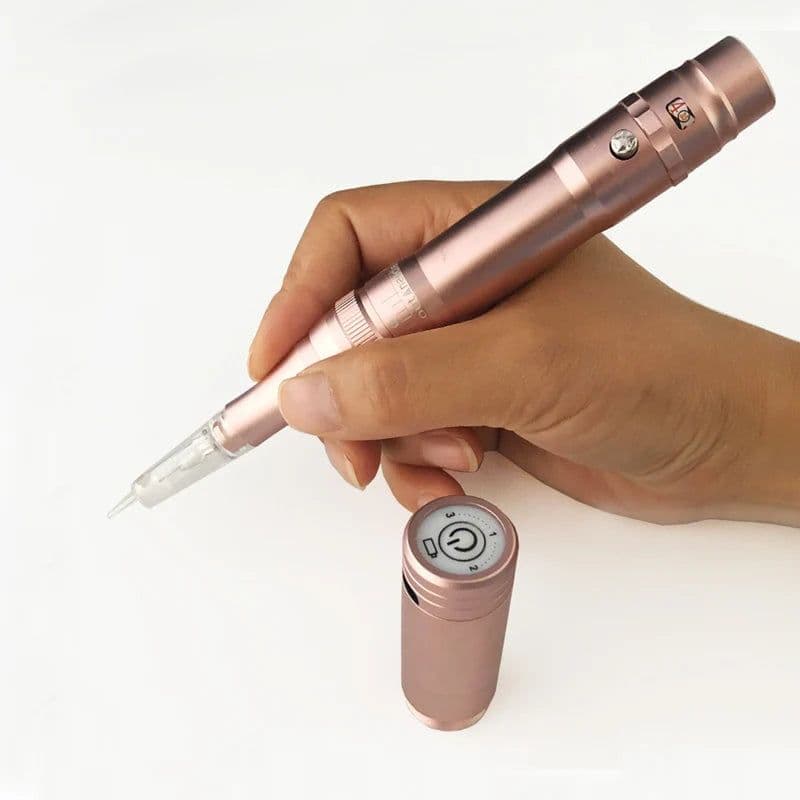 image-Rose Gold Professional Dermograph Wireless Permanent Makeup Machine Pen Beauty Eyebrow Tattoo Machine