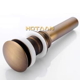 image-Antique Brass Gold Black Bathroom Brass Pop Up Sink Drain Brass Pop-up Drain basin waste