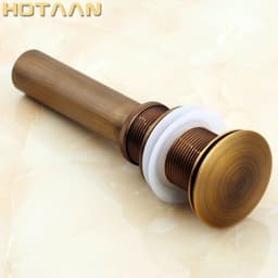 image-Antique Brass Gold Black Bathroom Brass Pop Up Sink Drain Brass Pop-up Drain basin waste