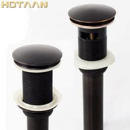 image-Antique Brass Gold Black Bathroom Brass Pop Up Sink Drain Brass Pop-up Drain basin waste