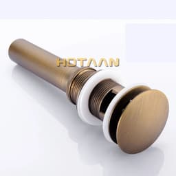 image-Antique Brass Gold Black Bathroom Brass Pop Up Sink Drain Brass Pop-up Drain basin waste