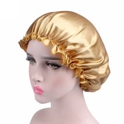 image-1X Hair Satin Bonnet For Sleeping Shower Cap Silk Bonnet Bonnet Femme Head Cover Flower Elastic Band Women Night Sleep Cap