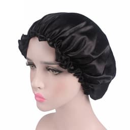 image-1X Hair Satin Bonnet For Sleeping Shower Cap Silk Bonnet Bonnet Femme Head Cover Flower Elastic Band Women Night Sleep Cap