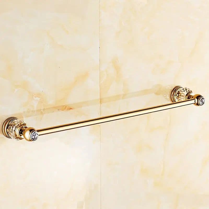 image-Luxury Gold Crystal Brass Bathroom Accessories Bathroom Hardware Set Gold Soap Dish Towel Holder Hair Dryer Rack Paper Net 2