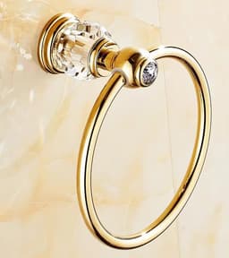 image-Luxury Gold Crystal Brass Bathroom Accessories Bathroom Hardware Set Gold Soap Dish Towel Holder Hair Dryer Rack Paper Net 2