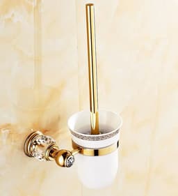 image-Luxury Gold Crystal Brass Bathroom Accessories Bathroom Hardware Set Gold Soap Dish Towel Holder Hair Dryer Rack Paper Net 2