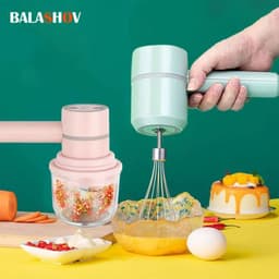 image-USB 2 In 1 Electric milk frother Garlic Chopper Masher Whisk Egg Beater 3-Speed Mixer Kitchen Handheld Automatic frother foamer