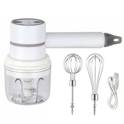 image-USB 2 In 1 Electric milk frother Garlic Chopper Masher Whisk Egg Beater 3-Speed Mixer Kitchen Handheld Automatic frother foamer
