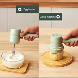 image-USB 2 In 1 Electric milk frother Garlic Chopper Masher Whisk Egg Beater 3-Speed Mixer Kitchen Handheld Automatic frother foamer