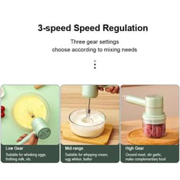 image-USB 2 In 1 Electric milk frother Garlic Chopper Masher Whisk Egg Beater 3-Speed Mixer Kitchen Handheld Automatic frother foamer
