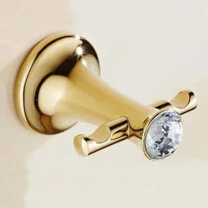 image-Stainless Steel Gold Plated Bathroom Hardware Set Towel Rack Toilet Paper Holder Towel Bar Hook Bathroom Accessories Set