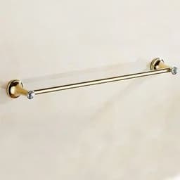 image-Stainless Steel Gold Plated Bathroom Hardware Set Towel Rack Toilet Paper Holder Towel Bar Hook Bathroom Accessories Set