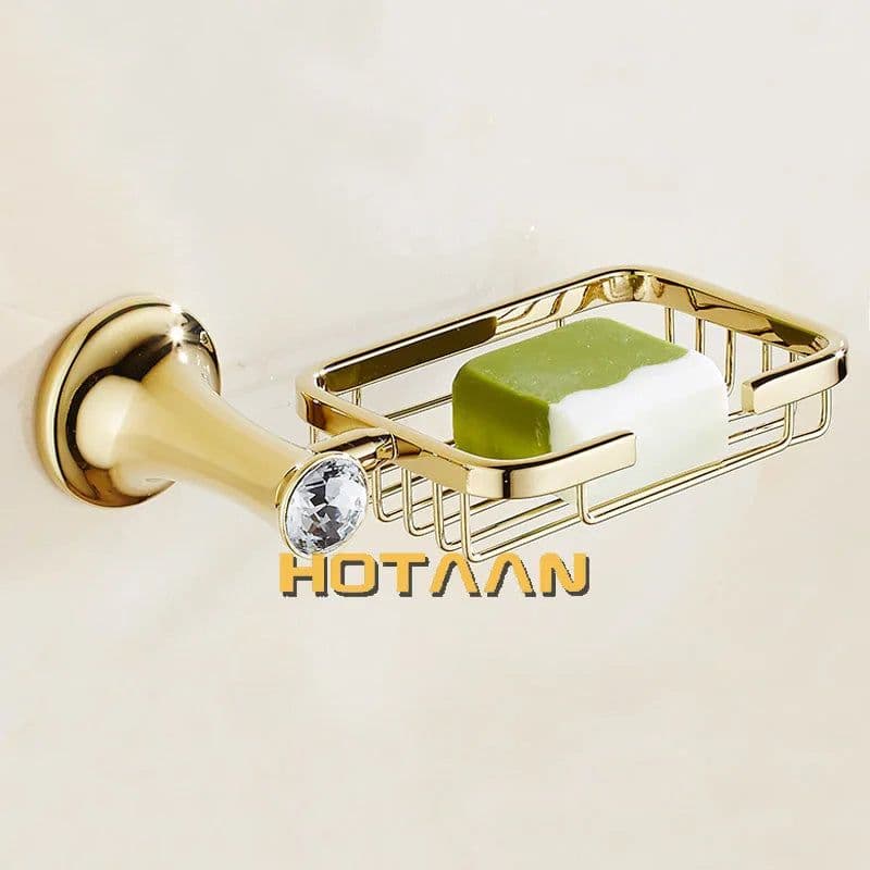 image-Stainless Steel Gold Plated Bathroom Hardware Set Towel Rack Toilet Paper Holder Towel Bar Hook Bathroom Accessories Set