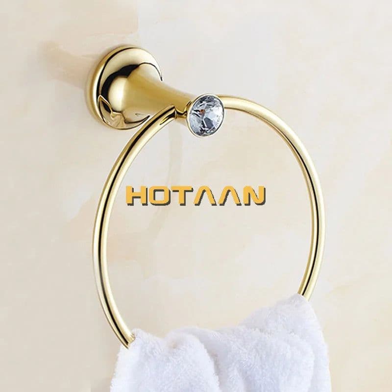 image-Stainless Steel Gold Plated Bathroom Hardware Set Towel Rack Toilet Paper Holder Towel Bar Hook Bathroom Accessories Set