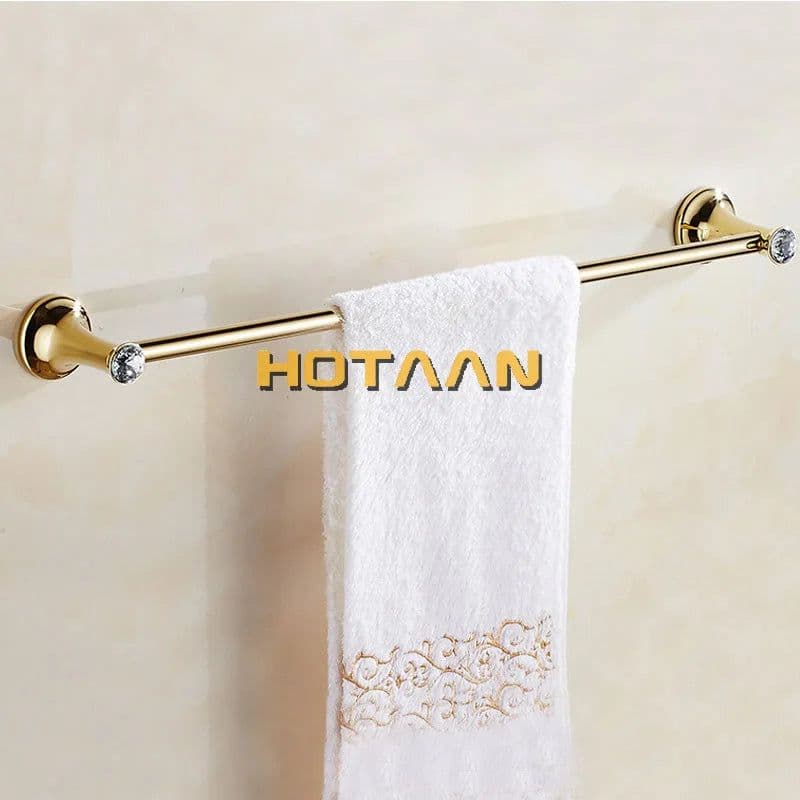 image-Stainless Steel Gold Plated Bathroom Hardware Set Towel Rack Toilet Paper Holder Towel Bar Hook Bathroom Accessories Set