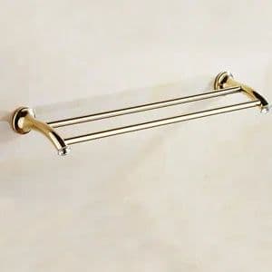 image-Stainless Steel Gold Plated Bathroom Hardware Set Towel Rack Toilet Paper Holder Towel Bar Hook Bathroom Accessories Set