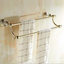 image-Luxury Crystal Gold Color Bathroom Accessories Set Gold Polished Brass Bath Hardware Set Wall Mounted Bathroom Products banheiro