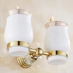 image-Luxury Crystal Gold Color Bathroom Accessories Set Gold Polished Brass Bath Hardware Set Wall Mounted Bathroom Products banheiro