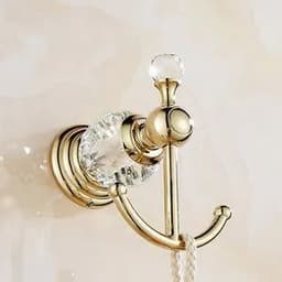 image-Luxury Crystal Gold Color Bathroom Accessories Set Gold Polished Brass Bath Hardware Set Wall Mounted Bathroom Products banheiro