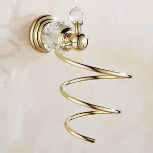 image-Luxury Crystal Gold Color Bathroom Accessories Set Gold Polished Brass Bath Hardware Set Wall Mounted Bathroom Products banheiro