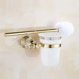 image-Luxury Crystal Gold Color Bathroom Accessories Set Gold Polished Brass Bath Hardware Set Wall Mounted Bathroom Products banheiro