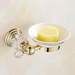 image-Luxury Crystal Gold Color Bathroom Accessories Set Gold Polished Brass Bath Hardware Set Wall Mounted Bathroom Products banheiro