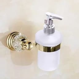 image-Luxury Crystal Gold Color Bathroom Accessories Set Gold Polished Brass Bath Hardware Set Wall Mounted Bathroom Products banheiro