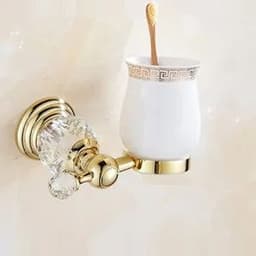 image-Luxury Crystal Gold Color Bathroom Accessories Set Gold Polished Brass Bath Hardware Set Wall Mounted Bathroom Products banheiro