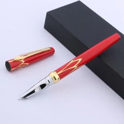 image-1pc new golden red black Fine Nib Fountain Pen School Office Writing Supplies