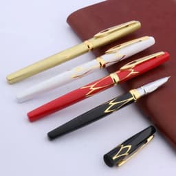 image-1pc new golden red black Fine Nib Fountain Pen School Office Writing Supplies