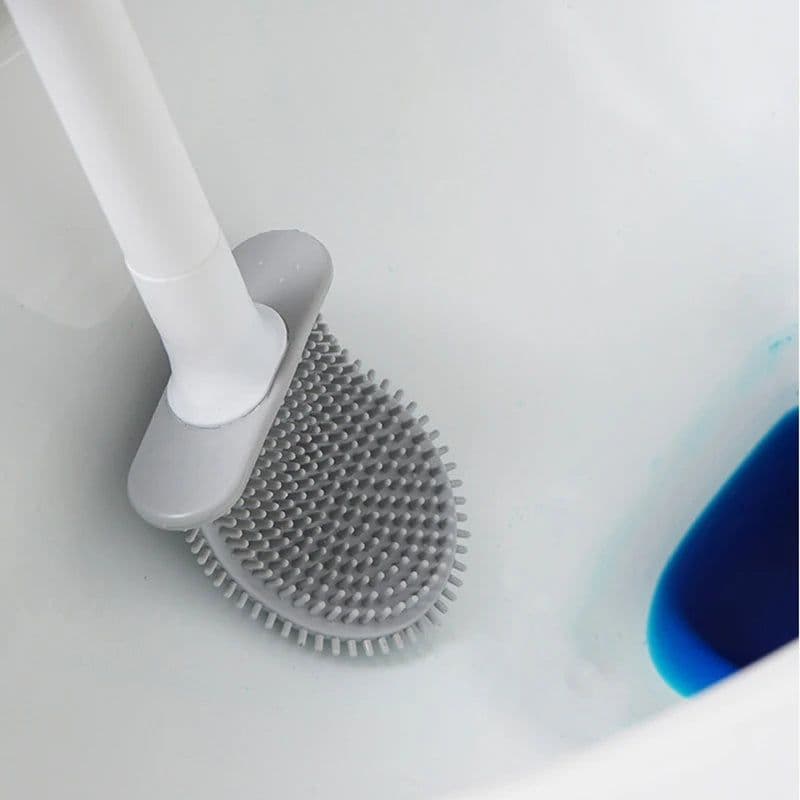 image-WIKHOSTAR Breathable Toilet Brush Holder with Silicone Bristles Non-Slip Water Leak Proof Long Handle Wc Toilet Cleaning Brush
