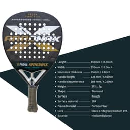 image-18K Padel Racket Carbon Fiber Surface with EVA Memory Flex Foam Core Padel Tennis Racquets Lightweight