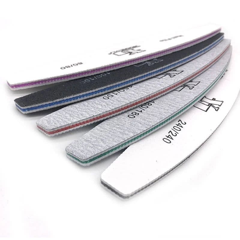 image-2/5pcs/lot Moon Nail File Mix Color Limas 80/100/150/180/240 Grit Sandpaper Disposable Cuticle Remover Buffers Manicure Tool Set