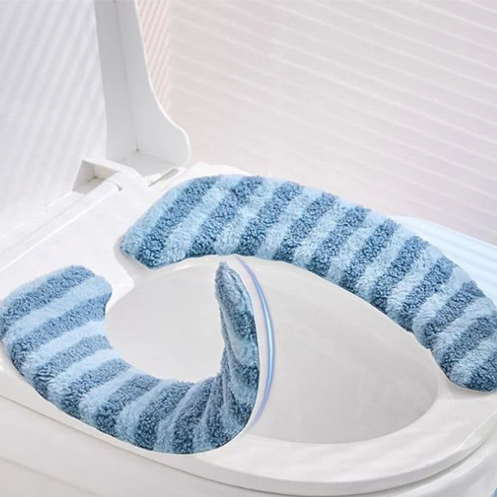 image-Toilet Seat Cushion Cover Washable Thickened Toilet Mat Winter Soft Warmer Cover Toilet Seat Cover Bathroom Accessories Reusable