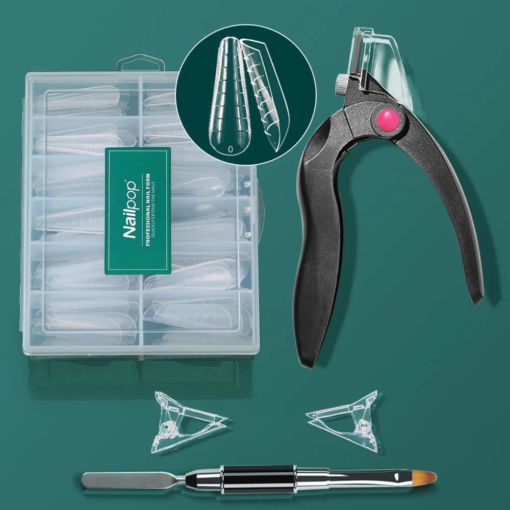 image-Nailpop Dual System Nails Forms Acrylic Extension False Nail Tips Top Forms for Nails Gel Building Mold Art Tools 120Pcs/Box
