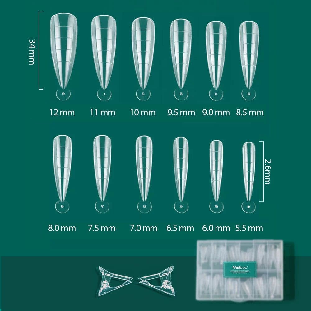 image-Nailpop Dual System Nails Forms Acrylic Extension False Nail Tips Top Forms for Nails Gel Building Mold Art Tools 120Pcs/Box