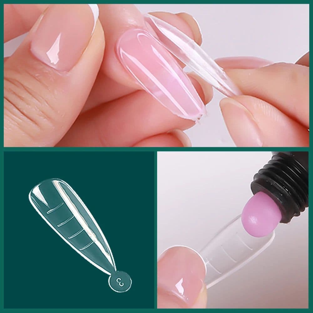 image-Nailpop Dual System Nails Forms Acrylic Extension False Nail Tips Top Forms for Nails Gel Building Mold Art Tools 120Pcs/Box