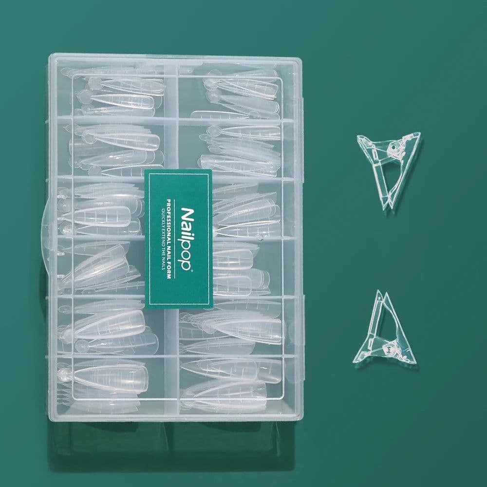 image-Nailpop Dual System Nails Forms Acrylic Extension False Nail Tips Top Forms for Nails Gel Building Mold Art Tools 120Pcs/Box