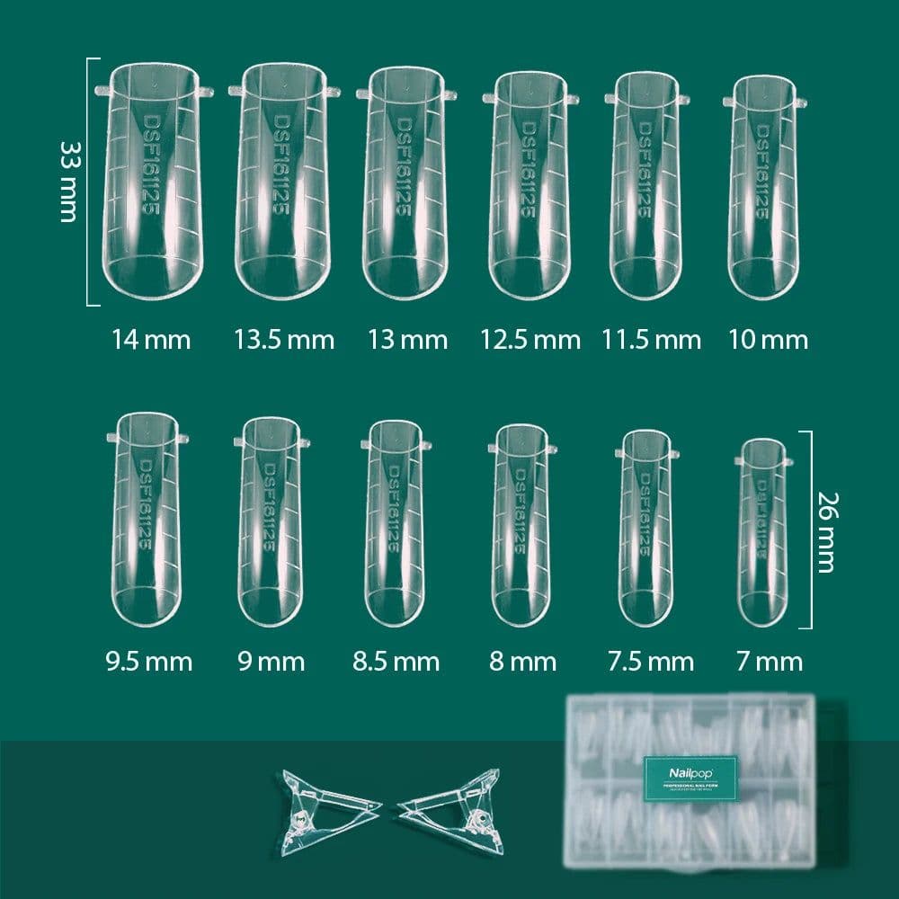 image-Nailpop Dual System Nails Forms Acrylic Extension False Nail Tips Top Forms for Nails Gel Building Mold Art Tools 120Pcs/Box