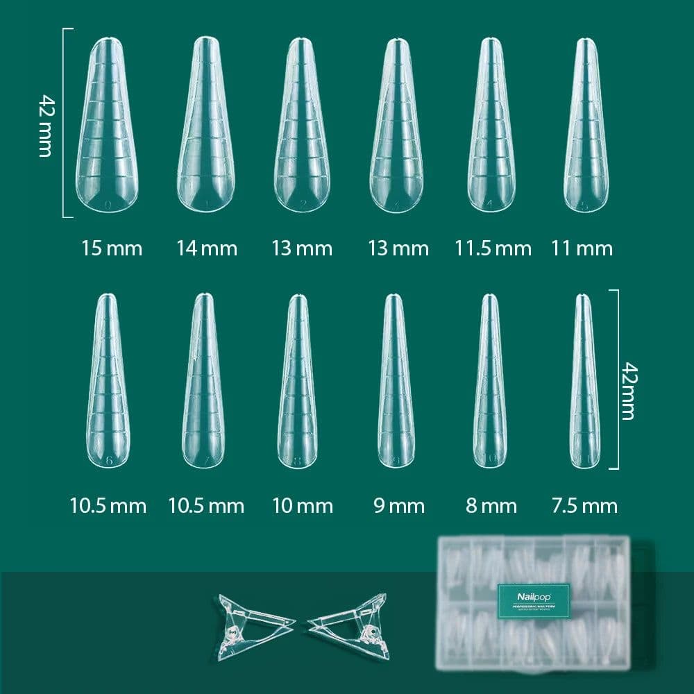 image-Nailpop Dual System Nails Forms Acrylic Extension False Nail Tips Top Forms for Nails Gel Building Mold Art Tools 120Pcs/Box
