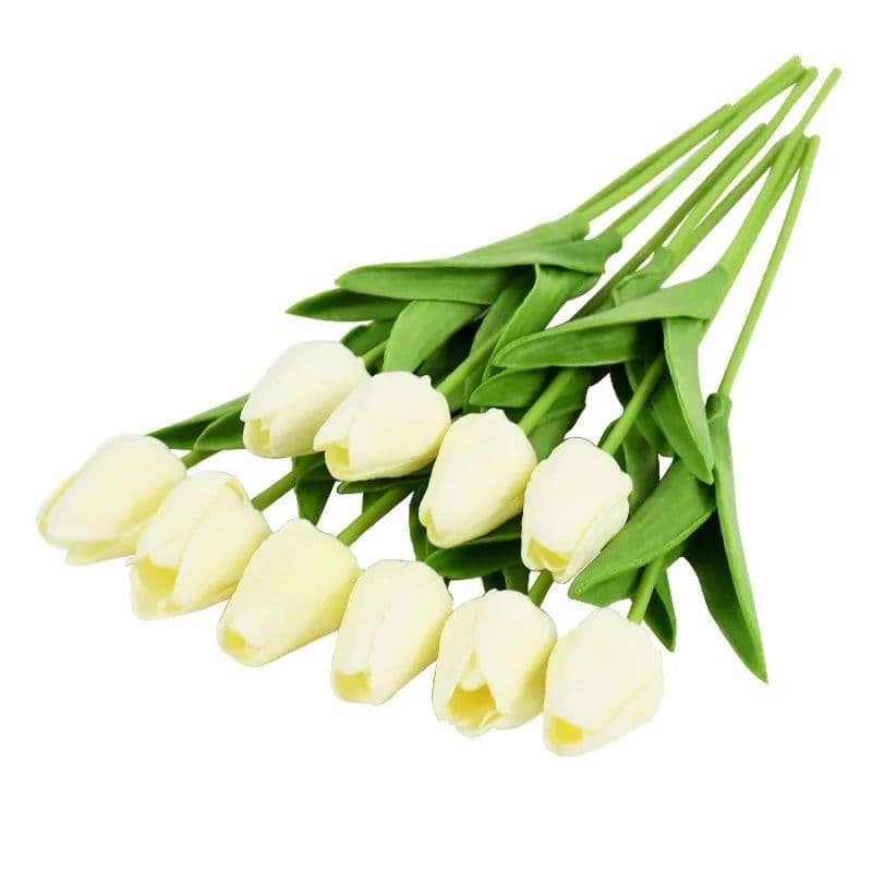 image-10PCS Tulip Artificial Flower Real Touch Artificial Bouquet PE Fake Flower for Wedding Decoration Flowers Home Garden Decor