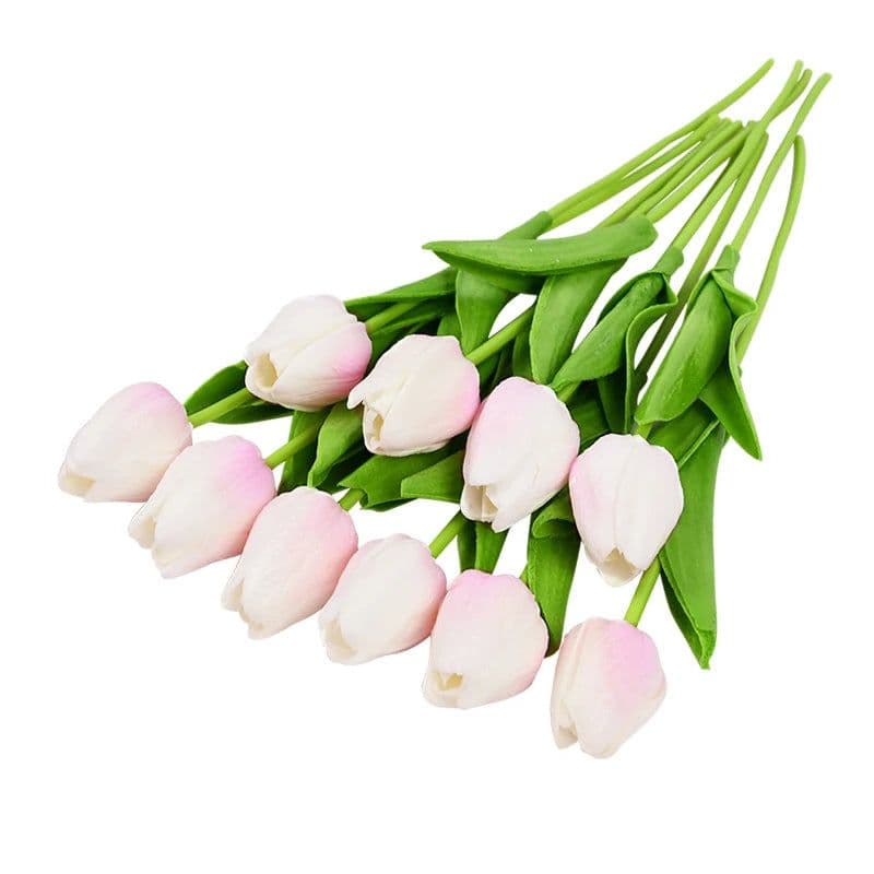 image-10PCS Tulip Artificial Flower Real Touch Artificial Bouquet PE Fake Flower for Wedding Decoration Flowers Home Garden Decor
