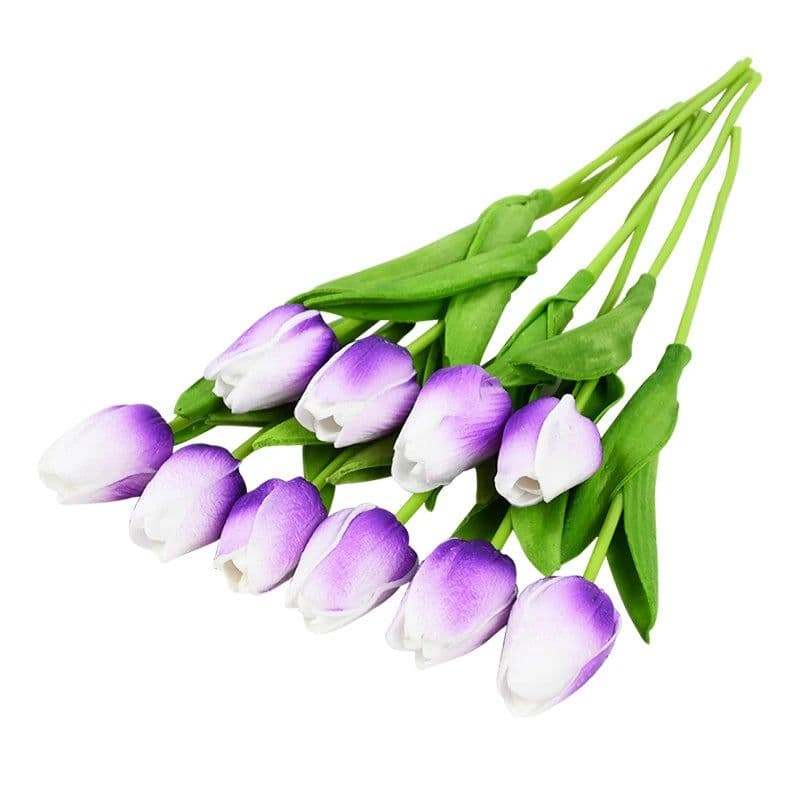 image-10PCS Tulip Artificial Flower Real Touch Artificial Bouquet PE Fake Flower for Wedding Decoration Flowers Home Garden Decor