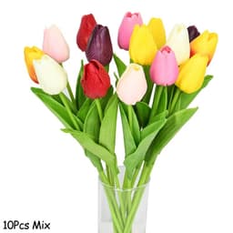 image-10PCS Tulip Artificial Flower Real Touch Artificial Bouquet PE Fake Flower for Wedding Decoration Flowers Home Garden Decor