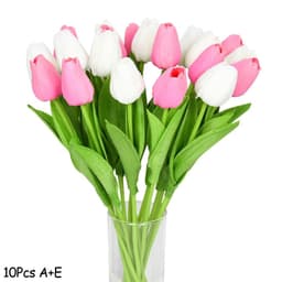 image-10PCS Tulip Artificial Flower Real Touch Artificial Bouquet PE Fake Flower for Wedding Decoration Flowers Home Garden Decor