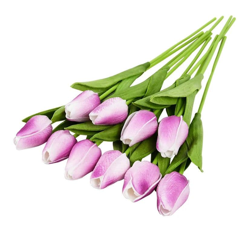 image-10PCS Tulip Artificial Flower Real Touch Artificial Bouquet PE Fake Flower for Wedding Decoration Flowers Home Garden Decor
