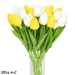 image-10PCS Tulip Artificial Flower Real Touch Artificial Bouquet PE Fake Flower for Wedding Decoration Flowers Home Garden Decor