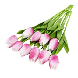 image-10PCS Tulip Artificial Flower Real Touch Artificial Bouquet PE Fake Flower for Wedding Decoration Flowers Home Garden Decor