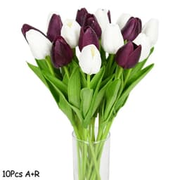 image-10PCS Tulip Artificial Flower Real Touch Artificial Bouquet PE Fake Flower for Wedding Decoration Flowers Home Garden Decor